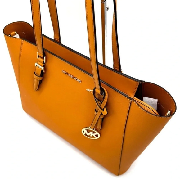 Michael Kors Charlotte LG Tote Bag 3 IN 1 Leather Shoulder Bag Cider - Picture 7 of 15